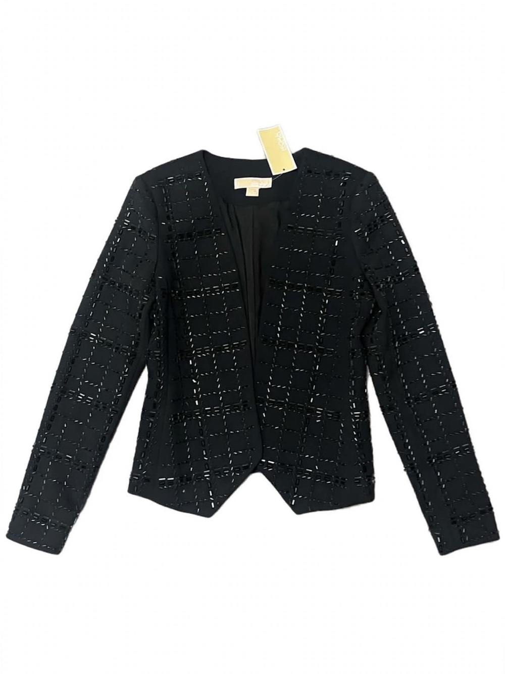 NWT Michael Michael Kors Black Beaded Grid Blazer Size 4 Evening $395